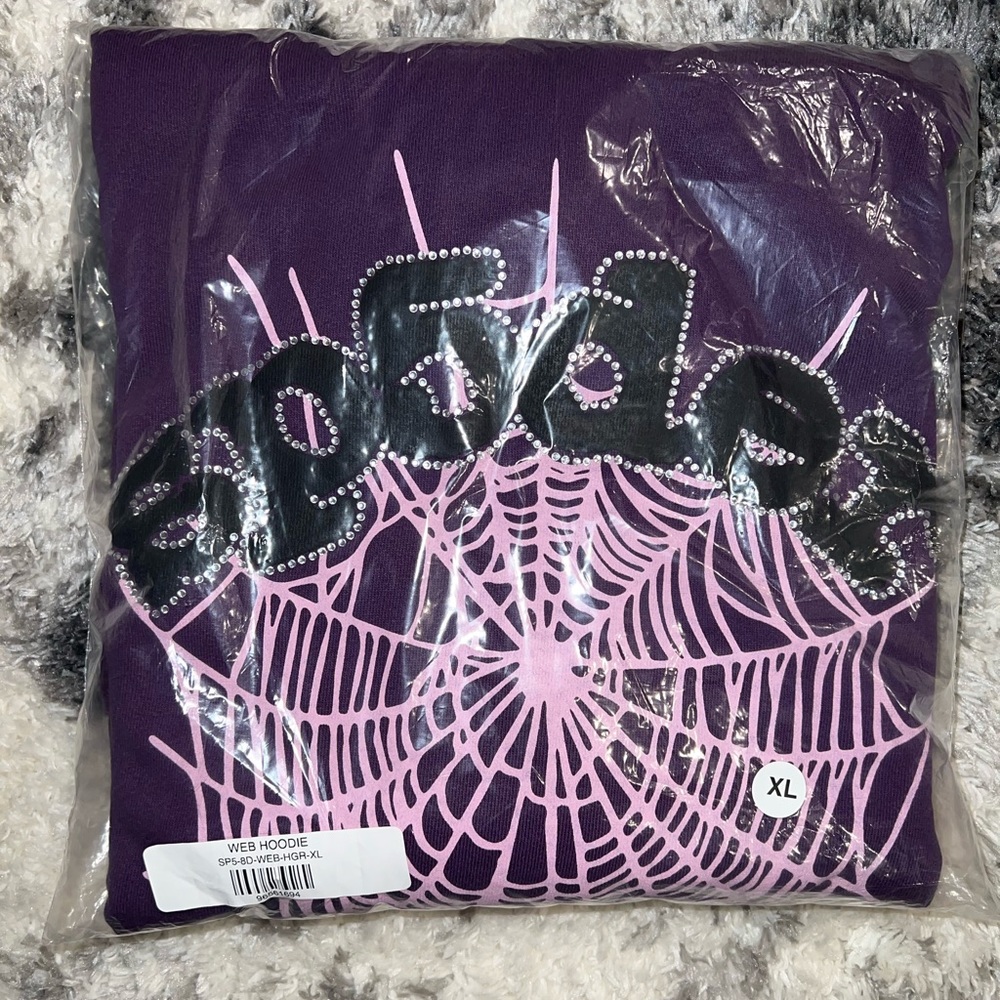 Sp5der purple rhinestone hoodie